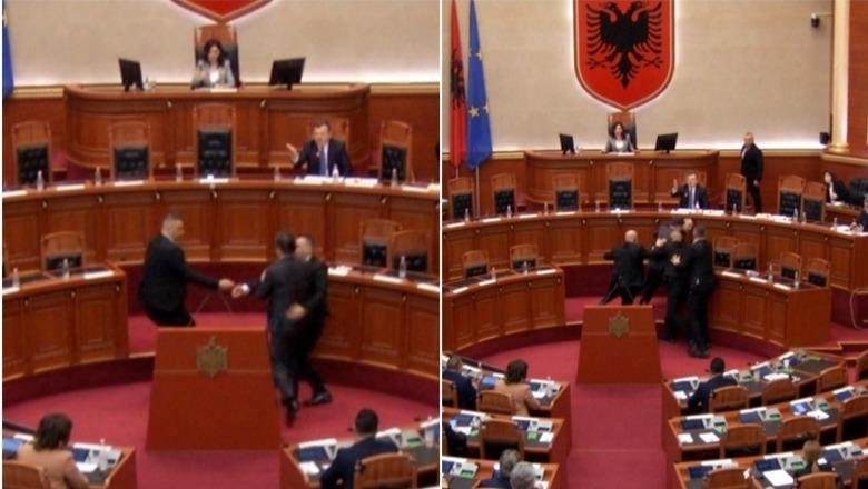 Video: Tensione në Kuvend, Flamur Noka tentativë për goditjen e Ballës, seanca ndërpritet