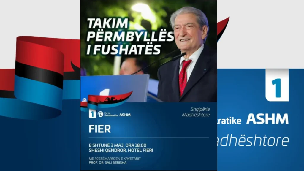 LIVE: Takim përmbyllës të fushatës elektorale për PD-ASHM në qytetin e Fierit LIVE: Takim përmbyllës të fushatës elektorale për PD-ASHM në qytetin e Fierit