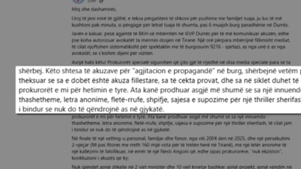 Veliaj nga qelia: S’është gjetur asnjë shkelje nga detyra ime si kryetar i Bashkisë prej 10 vitesh Veliaj nga qelia: S’është gjetur asnjë shkelje nga detyra ime si kryetar i Bashkisë prej 10 vitesh