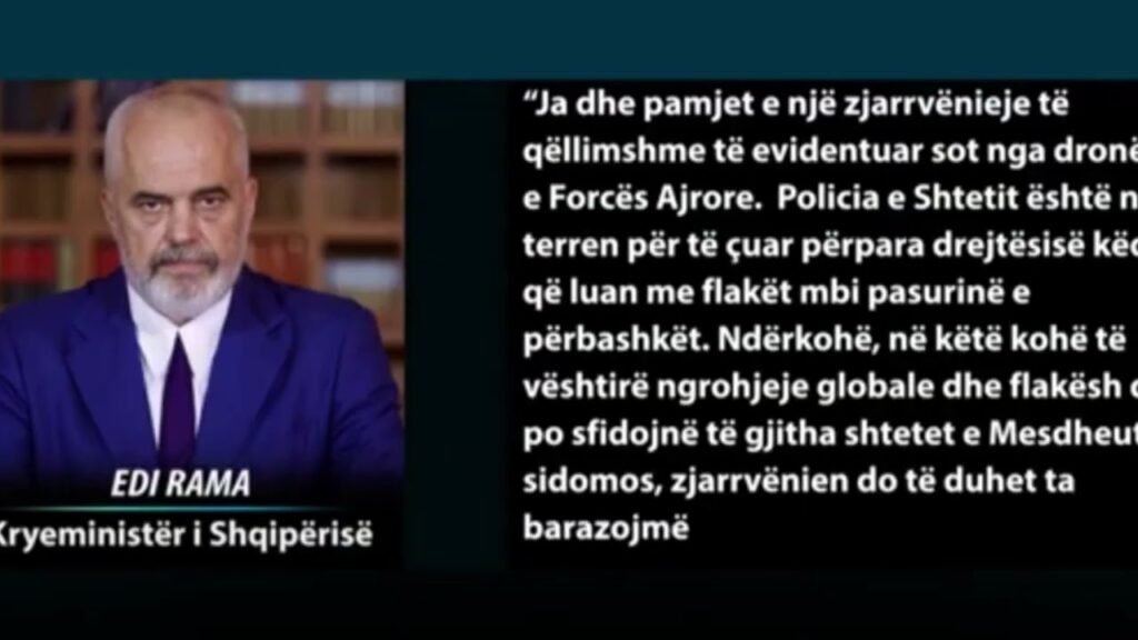 Rama: “Të vësh zjarrin me qëllim është tradhti ndaj tokës tonë” Rama: “Të vësh zjarrin me qëllim është tradhti ndaj tokës tonë”