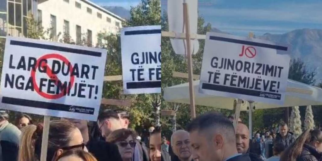 Protesta kundër ligjit të barazisë gjinore në sheshin “Skënderbej”