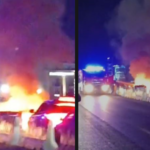 Aksident i rëndë pranë QTU-së, një makinë shkrumbohet nga flakët