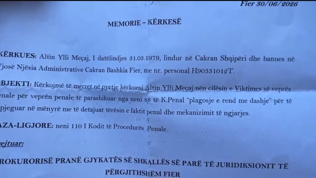 Altin Mecaj deklarate per mediat perpara Prokurorise ne Fier! Altin Mecaj deklarate per mediat perpara Prokurorise ne Fier!