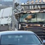 Aksident në bypass-in Mbrostar–Levan, përplasen betoniere dhe automjet transporti, plagoset një drejtues